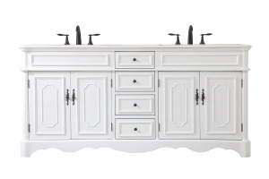 72 Inch Double Bathroom Vanity In Antique White (VF30472DAW)