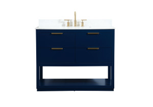 42 inch Single bathroom vanity in blue with backsplash (VF19242BL-BS)