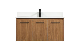 40 Inch Single Bathroom Vanity In Walnut Brown With Backsplash (VF44540WB-BS)