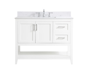 42 Inch Single Bathroom Vanity In White With Backsplash (VF16042WH-BS) 42 Inch Single Bathroom Vanity In White With Backsplash (VF16042WH-BS)
