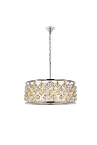Madison 6 Light Polished Nickel Chandelier Golden Teak (Smoky) Royal Cut Crystal (1214D25PN-GT/RC)
