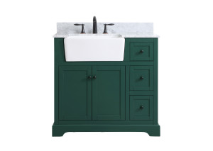 36 Inch Single Bathroom Vanity In Green With Backsplash (VF60236GN-BS)