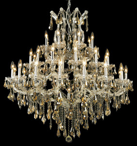 Maria Theresa 37 Light Chrome Chandelier Golden Teak (Smoky) Royal Cut Crystal (2801G44C-GT/RC)