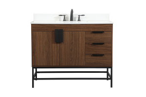 42 inch Single bathroom vanity in walnut with backsplash (VF48842MWT-BS)