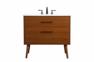 36 Inch Single Bathroom Vanity In Teak (VF41036MTK)