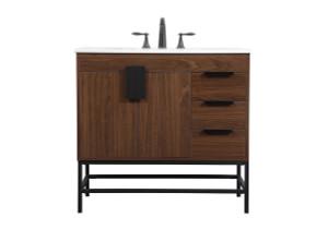 36 Inch Single Bathroom Vanity In Walnut (VF48836MWT)