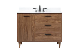 42 Inch Single Bathroom Vanity In Walnut Brown With Backsplash (VF47042WB-BS)
