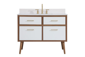 42 Inch Bathroom Vanity In White With Backsplash (VF41042WH-BS)
