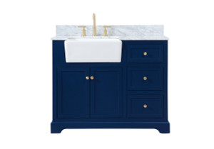42 Inch Single Bathroom Vanity In Blue With Backsplash (VF60242BL-BS)