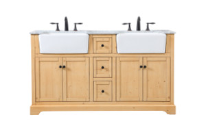 60 Inch Double Bathroom Vanity In Natural Wood (VF60260DNW)