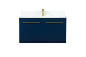 36 inch Single bathroom vanity in blue with backsplash (VF44536MBL-BS)
