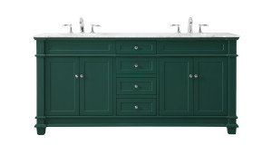 72 Inch Double Bathroom Vanity Set In Green (VF50072DGN)