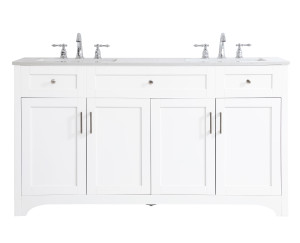 60 Inch Double Bathroom Vanity In White (VF17060DWH)