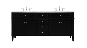 72 Inch Double Bathroom Vanity In Black (VF12572DBK)
