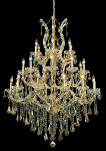Maria Theresa 28 Light Gold Chandelier Golden Teak (Smoky) Royal Cut Crystal (2801D38G-GT/RC)