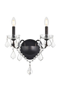St. Francis 2 Light Dark Bronze Wall Sconce Clear Royal Cut Crystal (V2015W2DB/RC)