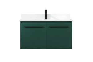 36 Inch Single Bathroom Vanity In Green With Backsplash (VF44536MGN-BS)