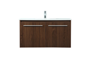 36 Inch Single Bathroom Vanity In Walnut (VF44536MWT) 36 Inch Single Bathroom Vanity In Walnut (VF44536MWT)