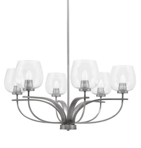 Cavella 6 Light, Uplight, Chandelier, Graphite Finish, 6" Clear Bubble Glass (3906-GP-4810)