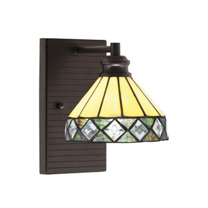 Edge Wall Sconce, Espresso Finish, 7" Diamond Peak Art Glass (1161-ES-9405)