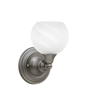 Wall Sconce, Brushed Nickel Finish, 5.75" White Marble Glass (40-BN-4101)