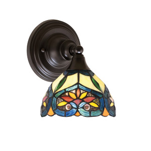 Wall Sconce, Espresso Finish, 7" Pavo Art Glass (40-ES-9425)
