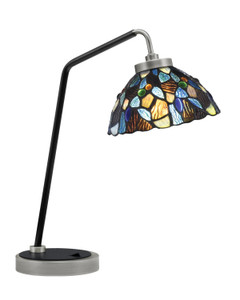 Desk Lamp, Graphite & Matte Black Finish, 7" Blue Mosaic Art Glass (59-GPMB-9955)