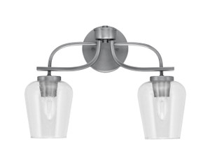 Cavella 2 Light Bath Bar, Graphite Finish, 5" Clear Bubble Glass  (3912-GP-210)