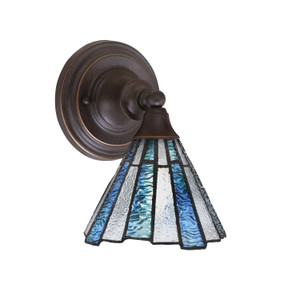 Wall Sconce, Dark Granite Finish, 7" Sea Ice Art Glass (40-DG-9325)