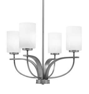 Cavella 4 Light, Uplight, Chandelier, Graphite Finish, 4" White Marble Glass (3904-GP-3001)