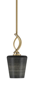 Cavella Stem Hung Mini Pendant, New Age Brass Finish, 6" Black Matrix Glass (3901-NAB-4039)