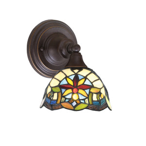 Wall Sconce, Dark Granite Finish, 7" Earth Star Art Glass (40-DG-9365)