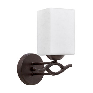 Revo 1 Light Wall Sconce, Dark Granite Finish, 4" Square White Muslin Glass (141-DG-531)