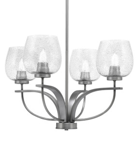 Cavella 4 Light, Uplight, Chandelier, Graphite Finish, 6" Smoke Bubble Glass (3904-GP-4812)