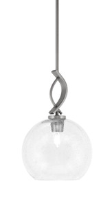 Cavella Stem Hung Mini Pendant, Graphite Finish, 9.5" Clear Bubble Glass  (3901-GP-4350)