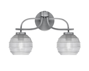 Cavella 2 Light Bath Bar, Graphite Finish, 6" Clear Ribbed Glass (3912-GP-5110)