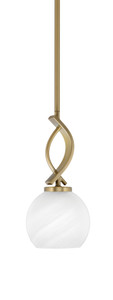 Cavella Stem Hung Mini Pendant, New Age Brass Finish, 5.75" White Marble Glass (3901-NAB-4101)