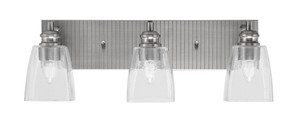 Edge 3 Light Bath Bar, Brushed Nickel Finish, 4.5" Square Clear Bubble Glass (1163-BN-461)