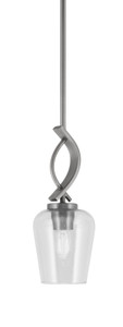 Cavella Stem Hung Mini Pendant, Graphite Finish, 5" Clear Bubble Glass  (3901-GP-210)