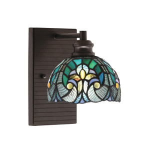 Edge Wall Sconce, Espresso Finish, 7" Turquoise Cypress Art Glass (1161-ES-9925) Edge Wall Sconce, Espresso Finish, 7" Turquoise Cypress Art Glass (1161-ES-9925)