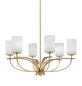 Cavella 6 Light, Uplight, Chandelier, New Age Brass Finish, 4" White Muslin Glass  (3906-NAB-310)