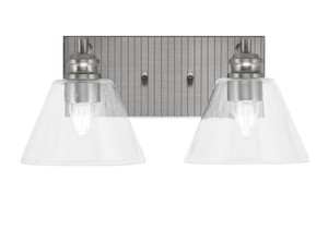 Edge 2 Light Bath Bar, Brushed Nickel Finish, 7" Clear Bubble Glass (1162-BN-302)