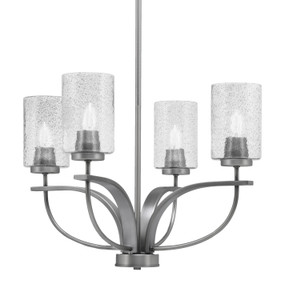 Cavella 4 Light, Uplight, Chandelier, Graphite Finish, 4" Smoke Bubble Glass (3904-GP-3002)