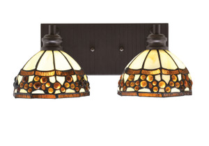 Edge 2 Light Bath Bar, Espresso Finish, 7" Roman Jewel Art Glass (1162-ES-9975)