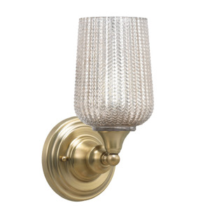 Wall Sconce, New Age Brass Finish, 5" Silver Textured Glass (40-NAB-4253)