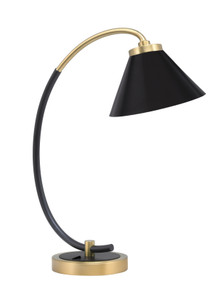 Desk Lamp, Matte Black & New Age Brass Finish, 7" Matte Black Cone Metal Shade (57-MBNAB-421-MB)