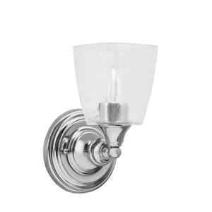 Wall Sconce, Chrome Finish, 4.5" Square Clear Bubble Glass (40-CH-461)