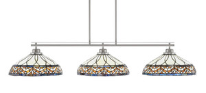 Odyssey 3 Light Bar, Round Fitter, Brushed Nickel Finish, 16" Royal Merlot Art Glass (2633-BN-948)