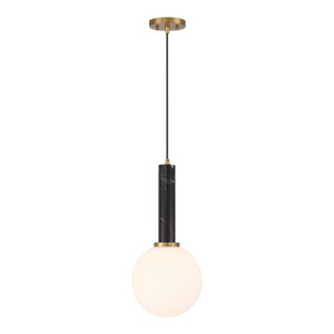 Callaway 1-Light Pendant in Black Marble with Warm Brass (7-2902-1-263)
