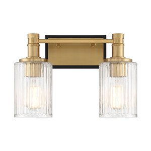 Concord 2-Light Bathroom Vanity Light in Matte Black with Warm Brass (8-1102-2-143)
